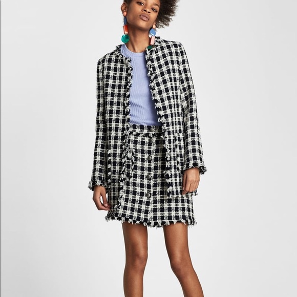 Zara Jackets & Blazers - Zara Check Long Jacket